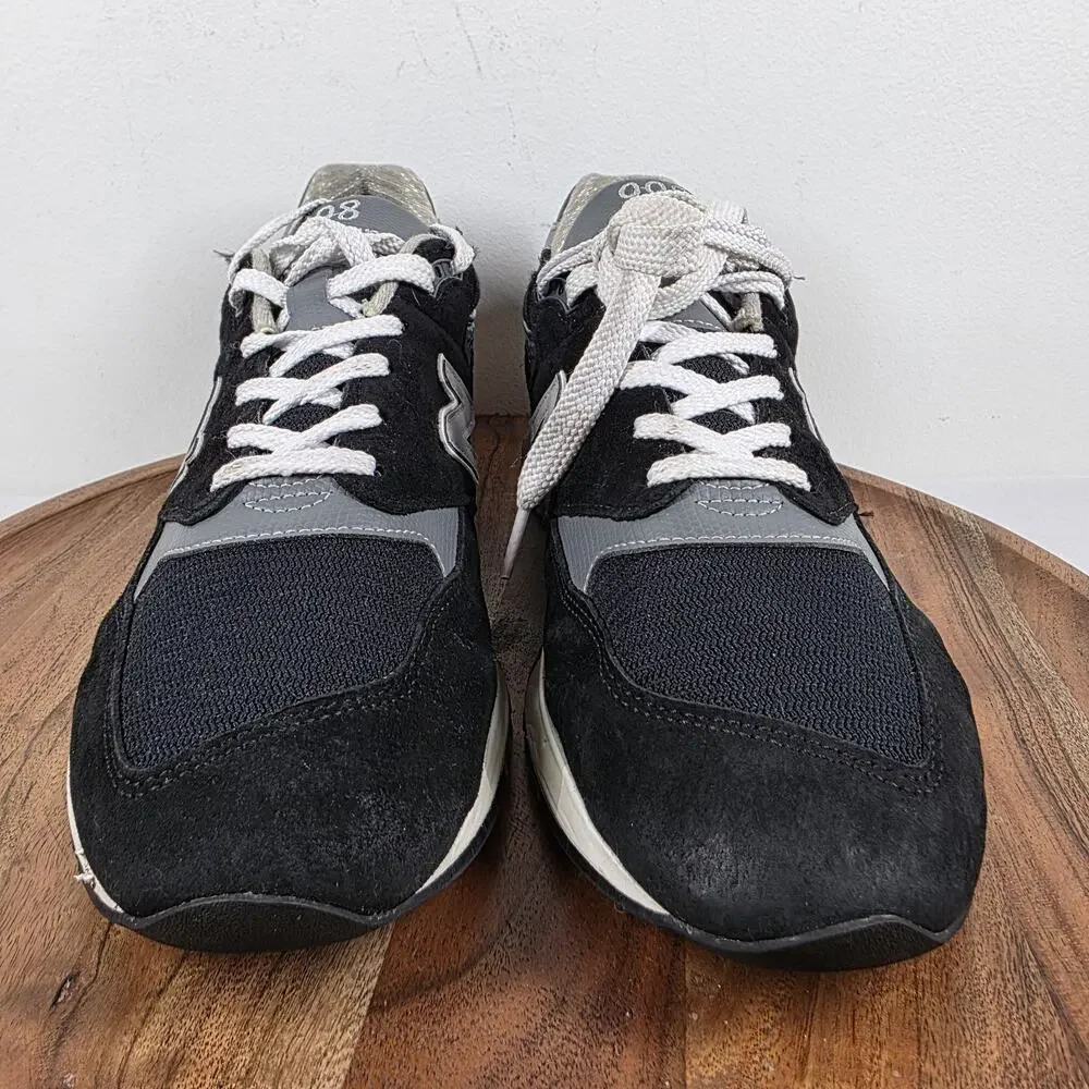 New Balance 998 Made In USA Mens Black Silver Size 12 Athletic Shoes U998BL